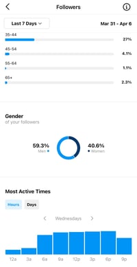 instagram insights dashboard showing follower activity
